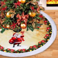 HKM-863891 Old Man Christmas Tree Skirt 98cm Flannel with Reindeer and Bells