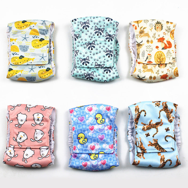 HKM-863955 Absorbent Dog Diapers with Fun Prints for Males - Waterproof TPU Material, Multiple Sizes