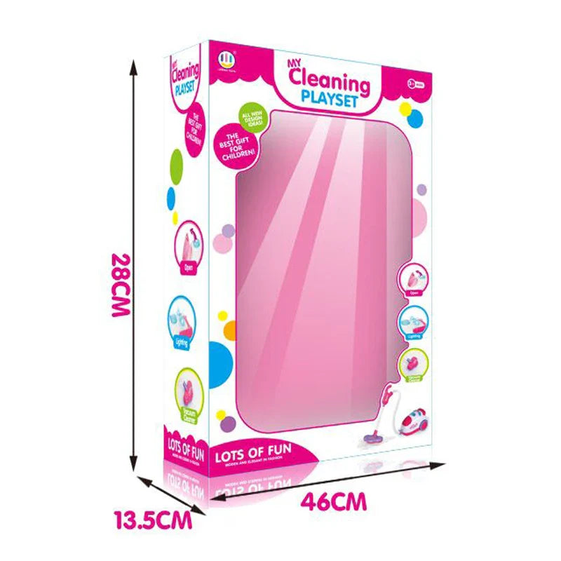 KTX-863955 Electric Vacuum Cleaner Toy Set for Kids with Light - Pretend Play Cleaning Tools, Ages 2-4