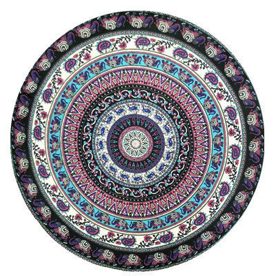 HKM-863955 Round Beach Towel in Blue and Red Chiffon Material