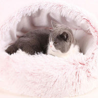 HKM-864083 Cozy Crystal Velvet Round Semi-Enclosed Cat Nest for Pets