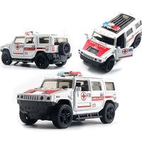 HKM-864083 Diecast 1:39 Scale Police Truck with Open Doors and Pull-Back Action for Ages 5 and Up