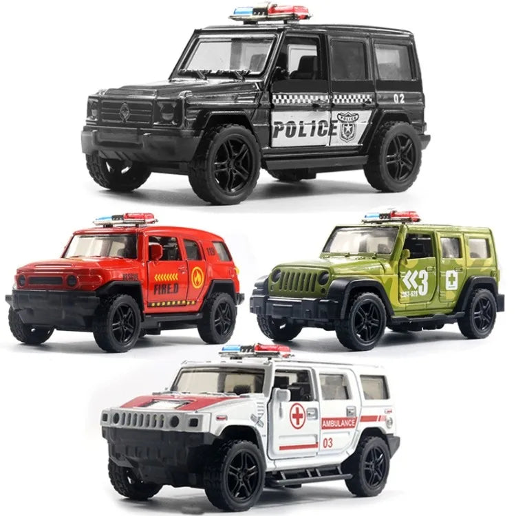 HKM-864083 Diecast 1:39 Scale Police Truck with Open Doors and Pull-Back Action for Ages 5 and Up
