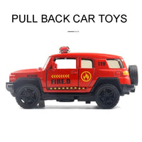 HKM-864083 Diecast 1:39 Scale Police Truck with Open Doors and Pull-Back Action for Ages 5 and Up
