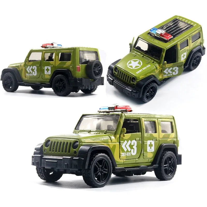 HKM-864083 Diecast 1:39 Scale Police Truck with Open Doors and Pull-Back Action for Ages 5 and Up