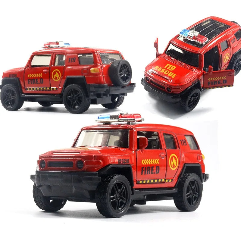 HKM-864083 Diecast 1:39 Scale Police Truck with Open Doors and Pull-Back Action for Ages 5 and Up