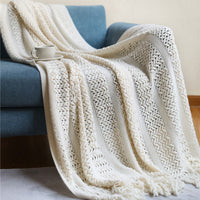 HKM-864083 Modern Striped Knitted Sofa Blanket in Polyacrylonitrile Fiber, 127x152+10CM