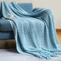 HKM-864083 Modern Striped Knitted Sofa Blanket in Polyacrylonitrile Fiber, 127x152+10CM