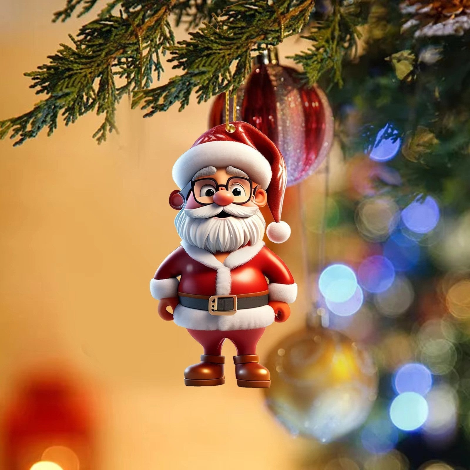 HKM-864211 Acrylic Santa Claus Pendant for Festive Atmosphere Decoration - 8CM