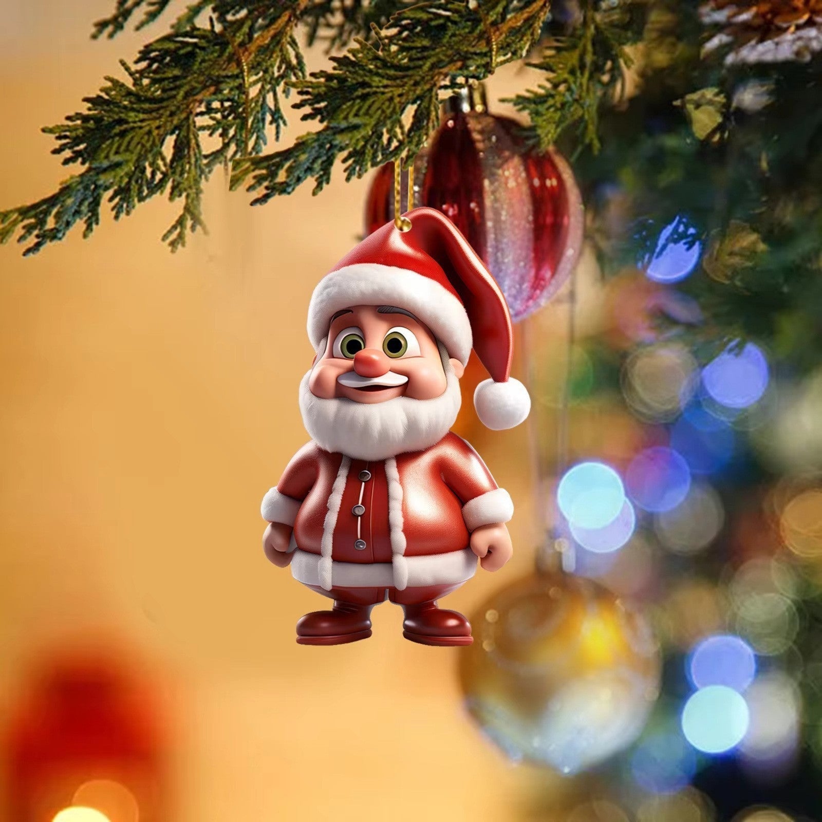 HKM-864211 Acrylic Santa Claus Pendant for Festive Atmosphere Decoration - 8CM