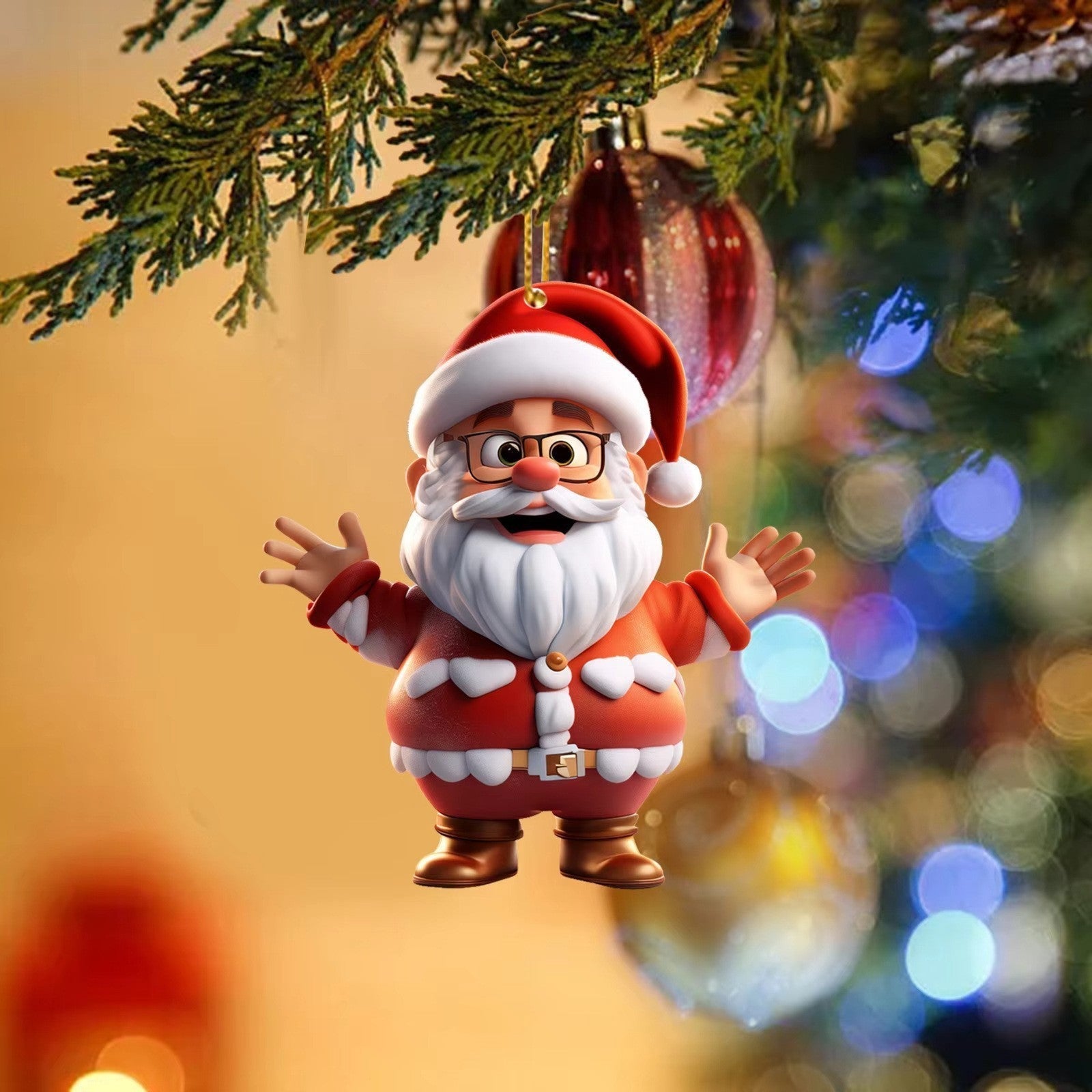 HKM-864211 Acrylic Santa Claus Pendant for Festive Atmosphere Decoration - 8CM