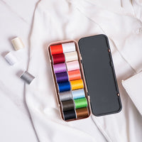 HKM-864275 Compact Portable Sewing Box with 16 Thread Colors, Scissors, and Essentials