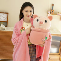HKM-864275 Cute Milk Tea Plush Doll Pillow - Rabbit, Panda, Pig Designs - 50cm Flannel for Youth