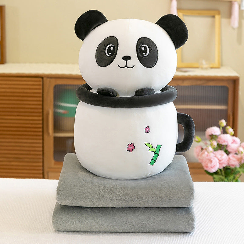 HKM-864275 Cute Milk Tea Plush Doll Pillow - Rabbit, Panda, Pig Designs - 50cm Flannel for Youth