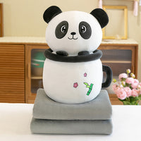 HKM-864275 Cute Milk Tea Plush Doll Pillow - Rabbit, Panda, Pig Designs - 50cm Flannel for Youth