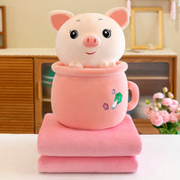 HKM-864275 Cute Milk Tea Plush Doll Pillow - Rabbit, Panda, Pig Designs - 50cm Flannel for Youth