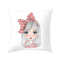 HKM-864339 Cartoon Pretty Girl Pillow Cushion Cover in Peach Skin – 45x45cm, Multiple Colors Available