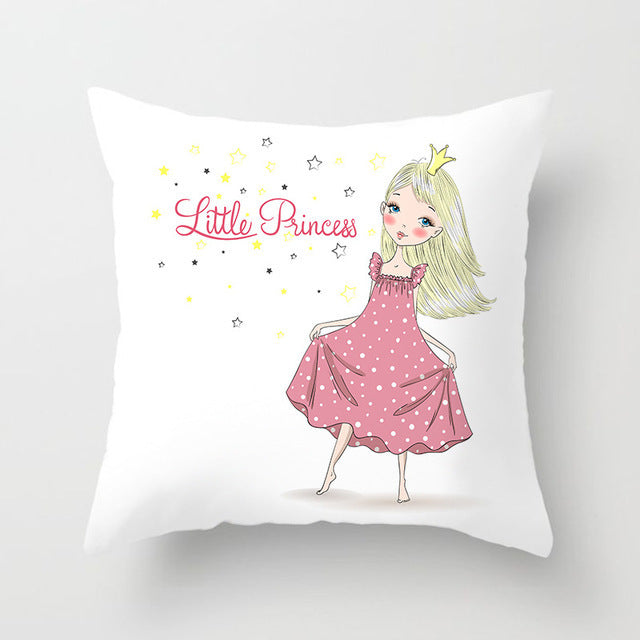 HKM-864339 Cartoon Pretty Girl Pillow Cushion Cover in Peach Skin – 45x45cm, Multiple Colors Available