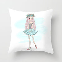 HKM-864339 Cartoon Pretty Girl Pillow Cushion Cover in Peach Skin – 45x45cm, Multiple Colors Available