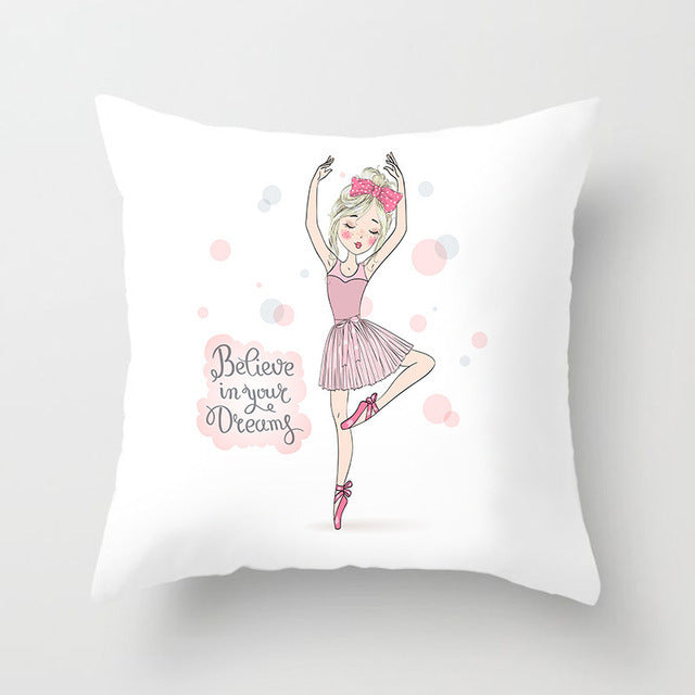 HKM-864339 Cartoon Pretty Girl Pillow Cushion Cover in Peach Skin – 45x45cm, Multiple Colors Available