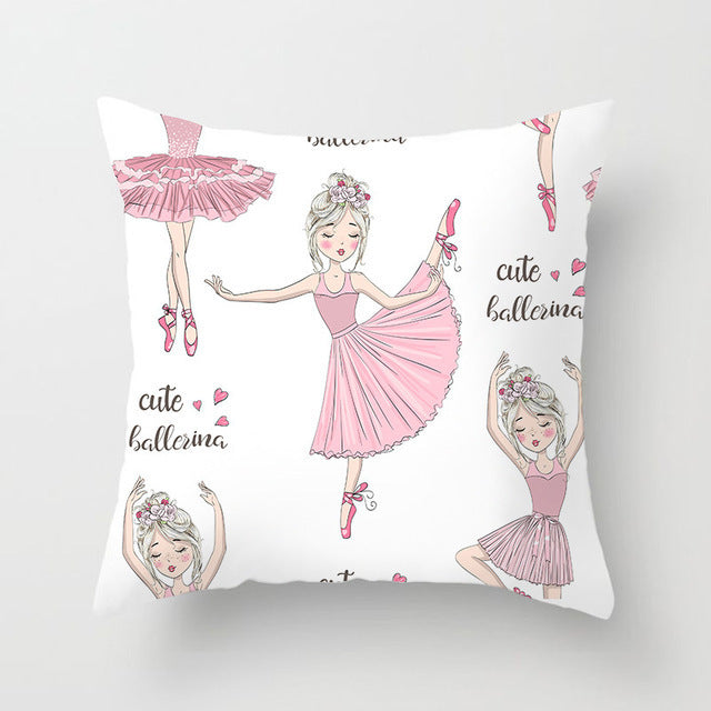 HKM-864339 Cartoon Pretty Girl Pillow Cushion Cover in Peach Skin – 45x45cm, Multiple Colors Available