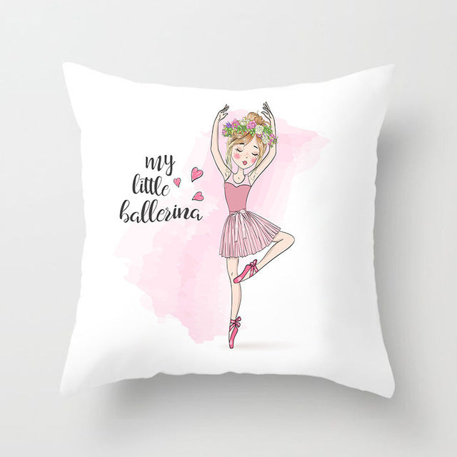 HKM-864339 Cartoon Pretty Girl Pillow Cushion Cover in Peach Skin – 45x45cm, Multiple Colors Available