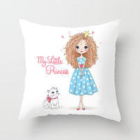 HKM-864339 Cartoon Pretty Girl Pillow Cushion Cover in Peach Skin – 45x45cm, Multiple Colors Available