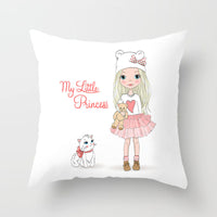 HKM-864339 Cartoon Pretty Girl Pillow Cushion Cover in Peach Skin – 45x45cm, Multiple Colors Available