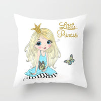 HKM-864339 Cartoon Pretty Girl Pillow Cushion Cover in Peach Skin – 45x45cm, Multiple Colors Available