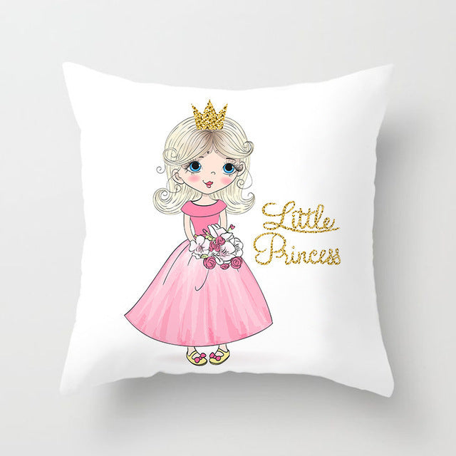HKM-864339 Cartoon Pretty Girl Pillow Cushion Cover in Peach Skin – 45x45cm, Multiple Colors Available