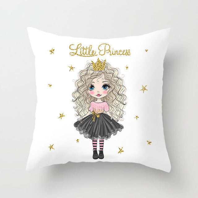 HKM-864339 Cartoon Pretty Girl Pillow Cushion Cover in Peach Skin – 45x45cm, Multiple Colors Available