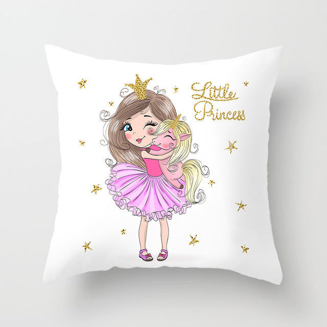 HKM-864339 Cartoon Pretty Girl Pillow Cushion Cover in Peach Skin – 45x45cm, Multiple Colors Available