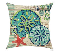 HKM-864403 Blue Wind Sea Life Cartoon Linen Pillowcase, 45x45cm, Ideal for Living Room, Bedroom, and Children's Room