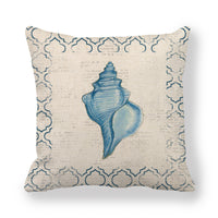 HKM-864403 Blue Wind Sea Life Cartoon Linen Pillowcase, 45x45cm, Ideal for Living Room, Bedroom, and Children's Room