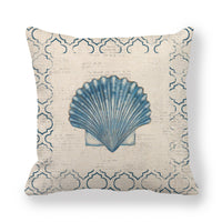 HKM-864403 Blue Wind Sea Life Cartoon Linen Pillowcase, 45x45cm, Ideal for Living Room, Bedroom, and Children's Room