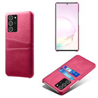 HKM-864531 Double Card Back Cover Phone Case for Samsung - PC and Leather Material, Solid Color Options