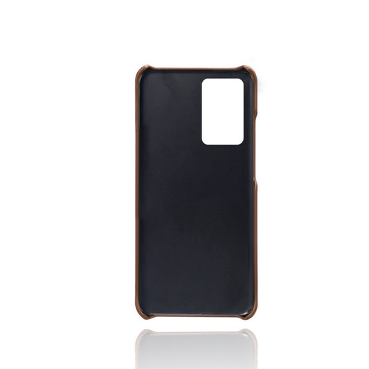 HKM-864531 Double Card Back Cover Phone Case for Samsung - PC and Leather Material, Solid Color Options