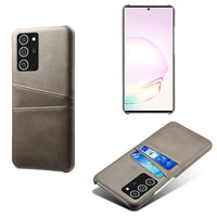 HKM-864531 Double Card Back Cover Phone Case for Samsung - PC and Leather Material, Solid Color Options