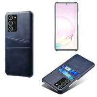HKM-864531 Double Card Back Cover Phone Case for Samsung - PC and Leather Material, Solid Color Options
