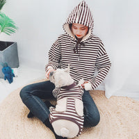 HKM-864595 Striped Four-Legged Padded Sweater for Pets in Black, Khaki, and Red