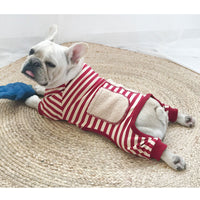 HKM-864595 Striped Four-Legged Padded Sweater for Pets in Black, Khaki, and Red