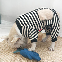 HKM-864595 Striped Four-Legged Padded Sweater for Pets in Black, Khaki, and Red