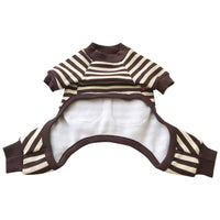 HKM-864595 Striped Four-Legged Padded Sweater for Pets in Black, Khaki, and Red