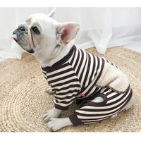 HKM-864595 Striped Four-Legged Padded Sweater for Pets in Black, Khaki, and Red