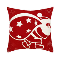 HKM-864659 Christmas Elk and Santa Claus Short Plush Cushion Cover - 45cm Decorative Pillowcase for Home Decor
