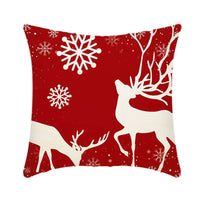 HKM-864659 Christmas Elk and Santa Claus Short Plush Cushion Cover - 45cm Decorative Pillowcase for Home Decor