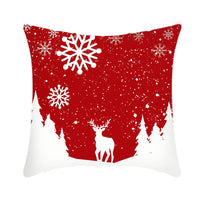 HKM-864659 Christmas Elk and Santa Claus Short Plush Cushion Cover - 45cm Decorative Pillowcase for Home Decor