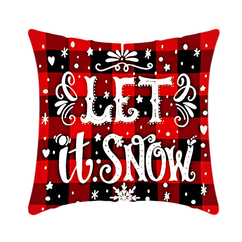 HKM-864659 Christmas Elk and Santa Claus Short Plush Cushion Cover - 45cm Decorative Pillowcase for Home Decor