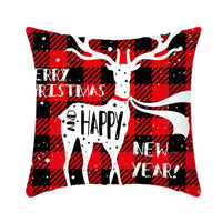 HKM-864659 Christmas Elk and Santa Claus Short Plush Cushion Cover - 45cm Decorative Pillowcase for Home Decor