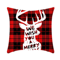 HKM-864659 Christmas Elk and Santa Claus Short Plush Cushion Cover - 45cm Decorative Pillowcase for Home Decor